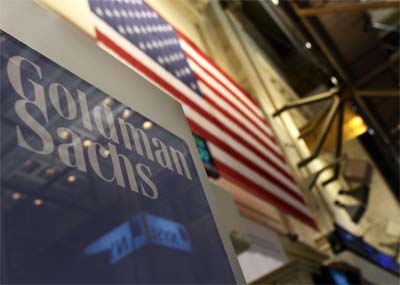 A Goldman Sachs sign is seen above their booth on the floor of the New York Stock Exchange, in this January 19, 2011 file photo. A Goldman Sachs executive director published a withering resignation letter in the New York Times, saying the investment bank is a "toxic and destructive" place where managing directors referred to their own clients as "muppets." - REUTERS