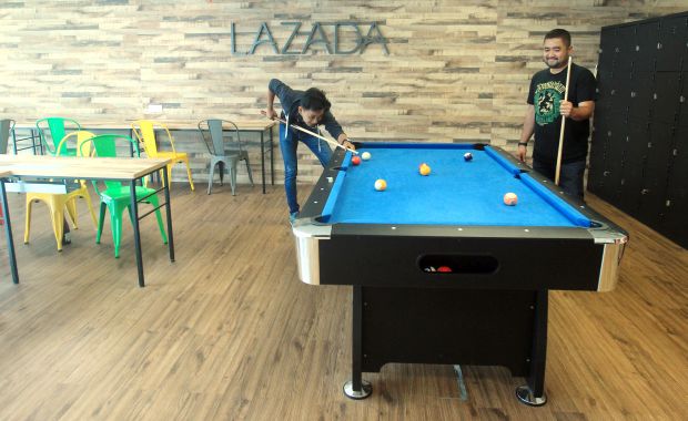 Its not uncommon to find employees taking a break with a game of pool.